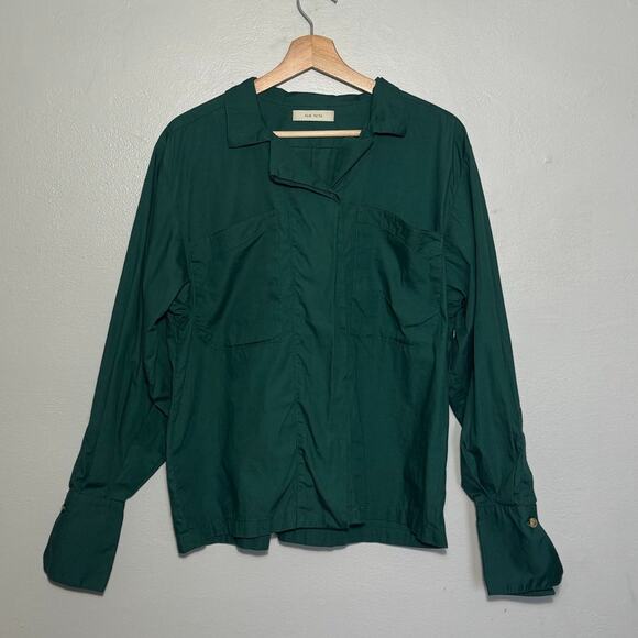 Women's Size 1 (XS-M) Na Nin Clarke 100% Cotton Poplin Button Up Emerald Green - Picture 1 of 5